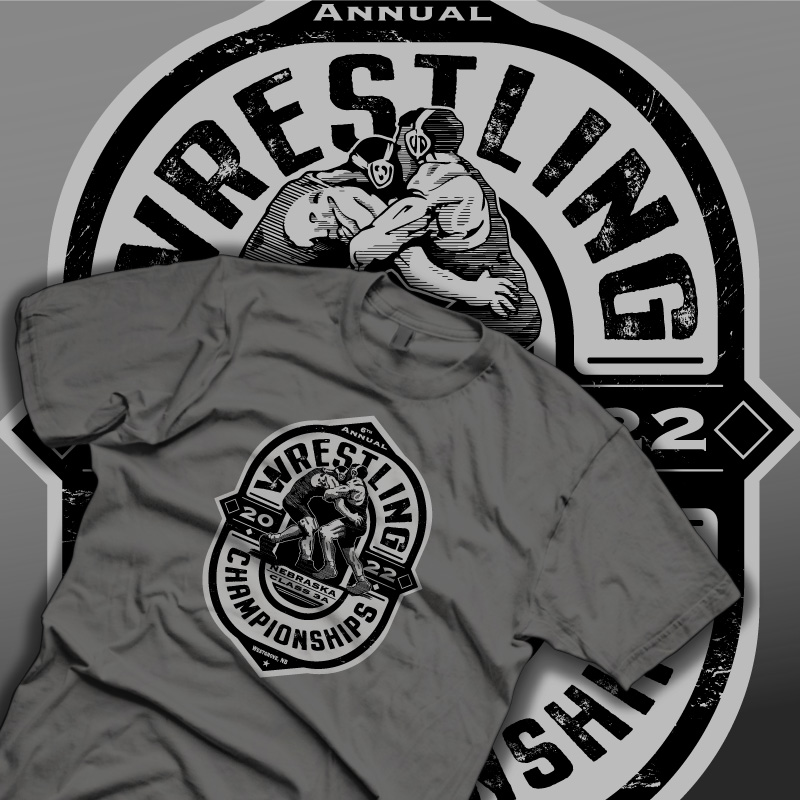 Wrestling Championships Shirt Design with Wrestlers